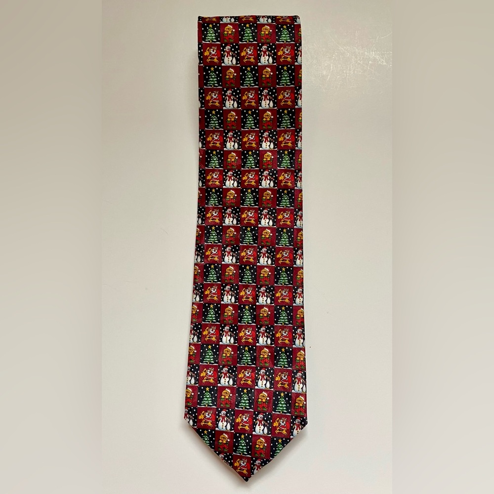 Men’s Vintage Davvero Benino  Multicolor Christmas Tie Necktie 57-3/4”